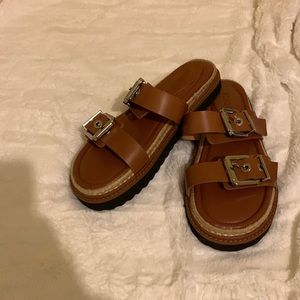 SCHUTZ WOMEN Buckle size 11 brown and cream strong well made